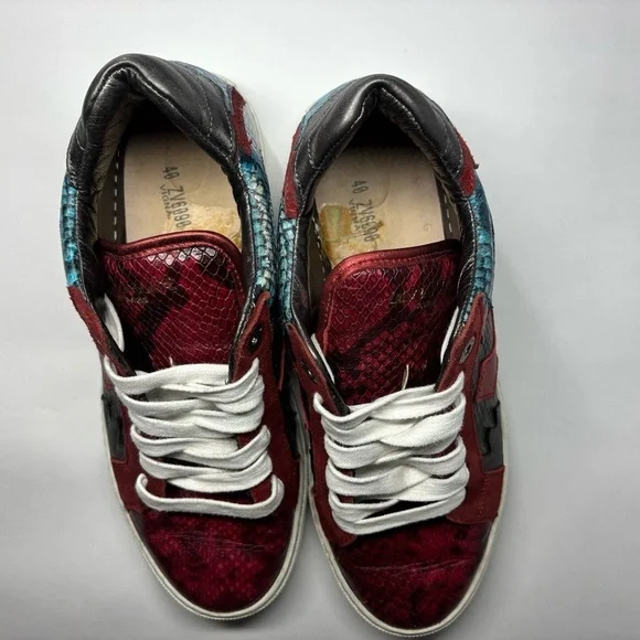 Zadig and Voltaire Sneakers 9.5 10 Leather Low Top Trainers Metallic Party Nash - Picture 7 of 9